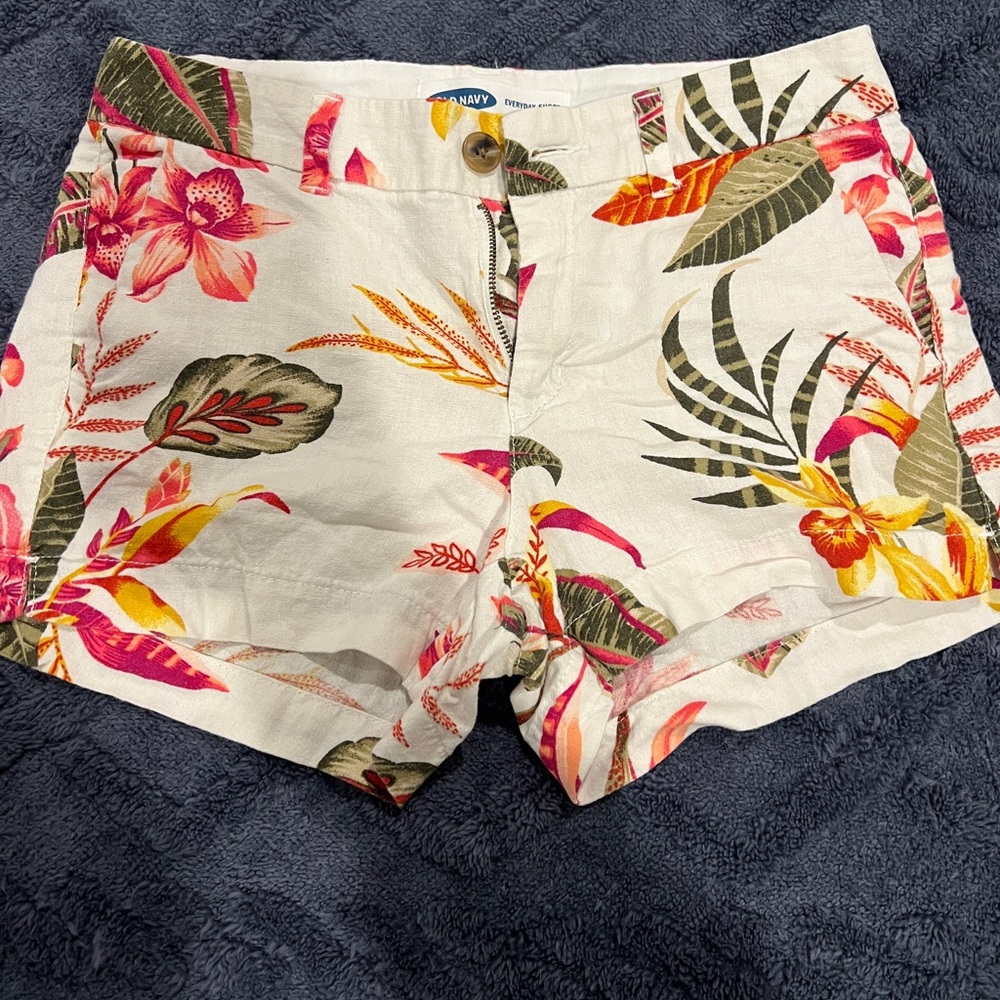Old Navy High Waist Floral Women Shorts - Pink and Green
